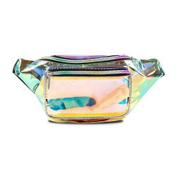 PURE HEART Fashion Holographic Fanny Pack for Women and Men 80s Cute Waist Bag with Adjustable S ...