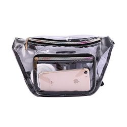 HDE Clear Fanny Pack for Stadiums Rave Festival Travel Transparent Waist Pack (Clear)