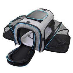 Siivton Cat Carrier, 4 Sides Expandable Pet Carrier Airline Approved Soft Sided Pet Travel Carri ...