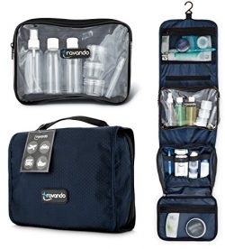 TRAVANDO Hanging Toiletry Bag”FLEXI” + 7 TSA Approved Liquid Bottles – Travel  ...