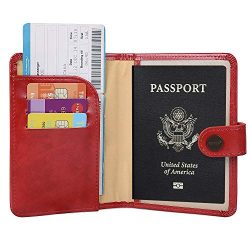 Zoppen Rfid Blocking Travel Passport Holder Cover Slim Id Card Case (#40Ruby red)
