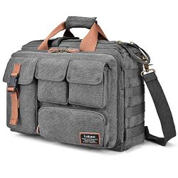 LOKASS 17.3 Inches Laptop Bag Canvas Messenger Bag Business Travel Shoulder Bag Large Capacity C ...