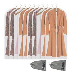 Perber Hanging Garment Bag Lightweight Clear Full Zipper Suit Bags (Set of 10) PEVA Moth-Proof B ...