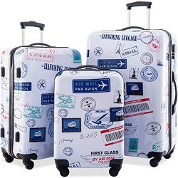 Flieks Graphic Print Luggage Set 3 Piece ABS + PC Spinner Travel Suitcase (By Mail)