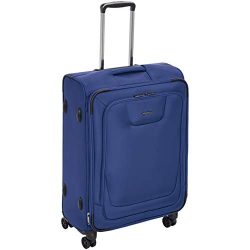 AmazonBasics Premium Expandable Softside Spinner Luggage With TSA Lock- 25 Inch, Blue