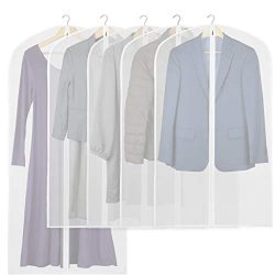 5 Pack – Simplehouseware 40-Inch Translucent Garment Bags with Zipper for Suits, Dresses,  ...