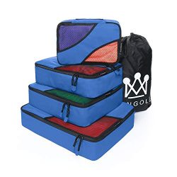 4 Set Packing Cubes Travel Luggage Packing Organizer with Laundry Bag 7 Colors Nylon YKK Zippers ...