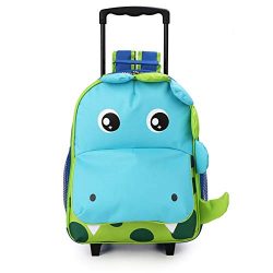 Yodo 3-Way Toddler Backpack with Wheels Little Kids Rolling Suitcase Luggage, Dinosaur