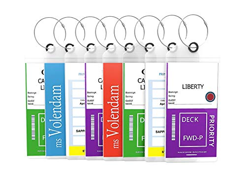 Cruise Tags Luggage Etag Holders Zip Seal & Steel Loops Thick PVC 4 Pack – Clear