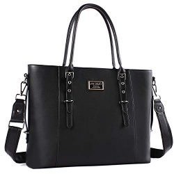 MOSISO Laptop Tote Bag for Women (Up to 15.6 Inch), Water Resistant PU Leather Large Capacity wi ...