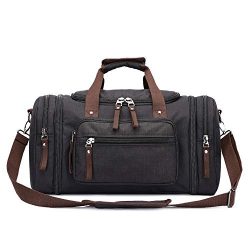 Toupons Travel Duffel Bag for Men & Women 47L Overnight Weekend Bag (Black-New)