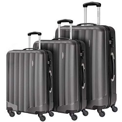 Durable 3 Pcs Luggage Sets, Hardshell Spinner Suitcase with TSA Approved Locks,Lightweight Carry ...