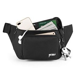 Fanny Pack for Men and Women, Yome Waist Pack Belt Bags with Adjustable Strap(Black)