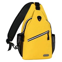 MOSISO Sling Backpack, Multipurpose Crossbody Shoulder Bag Travel Hiking Daypack, Yellow