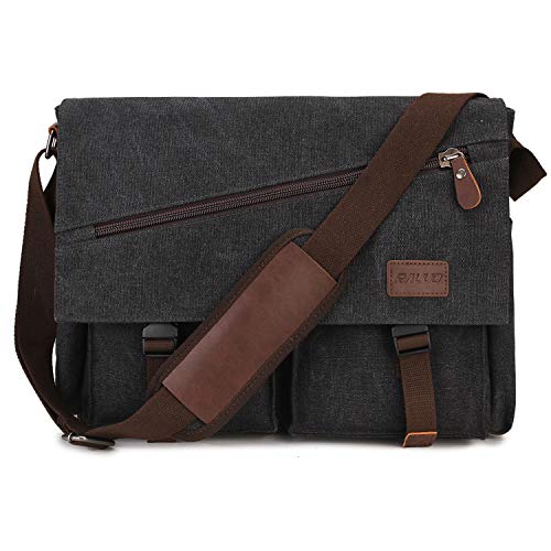 Messenger Bag For Men,Water Resistant Unisex Canvas Shoulder Bag Fits 14 Inch Laptop School Satc ...