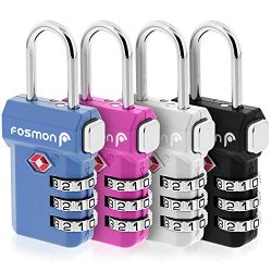 Fosmon TSA Approved Luggage Locks, (4 Pack) Open Alert Indicator 3 Digit Combination Padlock Cod ...