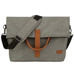 Lekesky Laptop Messenger Bags 15.6″ Water Resistant Shoulder Bag for Men and Women, Grey