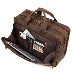 Augus Business Travel Briefcase Genuine Leather Duffel Bags for Men Laptop Bag fits 15.6 inches  ...