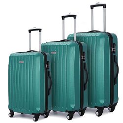Luggage 3 Piece set ABS Hardshell with Spinner Durable and Lightweight 3 PC Suitcase sets 20 24  ...