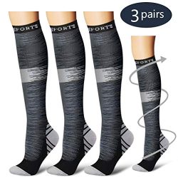 Compression Socks,(3 Pairs) Compression Sock Women & Men – Best Running, Athletic Spor ...