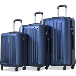 Flieks Luggage 3 Piece Sets Spinner Suitcase with TSA Lock, Lightweight 20 24 28 (Blue)