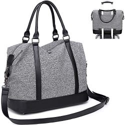 CAMTOP Women Travel Tote Overnight Weekender Carry On Bag With Luggage Sleeve (A Gray)