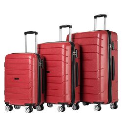 Luggage Sets Hard Suitcase Set Suitcases 3 Piece Set with TSA Lock Spinner (Red NEW)