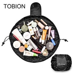 Lazy Portable Makeup Bag Large Capacity Waterproof Drawstring Cosmetic Bag Travel Makeup Pouch M ...