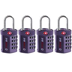 4 Digit TSA Approved Luggage Lock, 4 Pack Gray, Inspection Indicator, Alloy Body