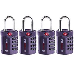 4 Digit TSA Approved Luggage Lock, 4 Pack Gray, Inspection Indicator, Alloy Body