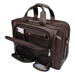 Augus Business Travel Briefcase Genuine Leather Duffel Bags for Men Laptop Bag fits 15.6 inches  ...