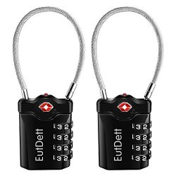 TSA Approved Travel Luggage Locks, EutDett Combination Cable Lock with Inspection Indicator and  ...