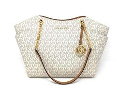 Michael Kors Jet Set Travel Large Chain Shoulder Tote (Vanilla PVC 2019)