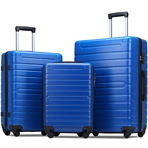 Flieks Luggage Sets 3 Piece Spinner Suitcase Lightweight 20 24 28 inch (Classic Blue)