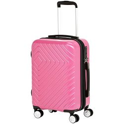 AmazonBasics Geometric Luggage Expandable Suitcase Spinner 20-Inch Cabin Size, Pink