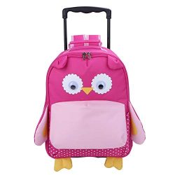 Yodo 3-Way Toddler Backpack with Wheels Little Kids Rolling Suitcase Luggage, Owl