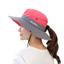 Muryobao Women’s Summer Sun Hat Outdoor UV Protection Foldable Wide Brim Bucket Boonie Hat ...