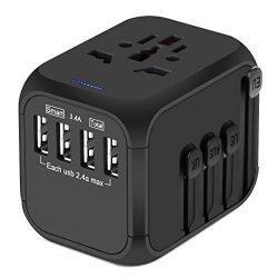Upgraded Universal Travel Adapter, Castries All-in-one Worldwide Travel Charger Travel Socket, I ...