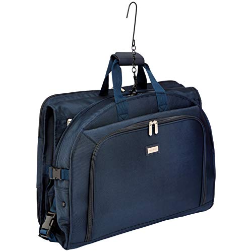 AmazonBasics Premium TriFold Garment Bag, Navy Blue 52" LuggageBee LuggageBee