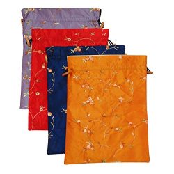 DODOGA 4pcs Embroidered Silk Flower Design Jacquard Travel Bag, Lingerie Bags Underwear Bags Lau ...