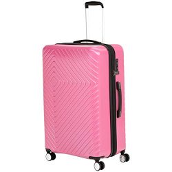 AmazonBasics Geometric Luggage Expandable Suitcase Spinner 28-Inch, Pink