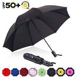 ABCCANOPY Umbrella Compact Rain&Wind Teflon Repellent Umbrellas Sun Protection with Black Gl ...