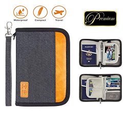 Travel Passport Wallet Organizer RFID Blocking Passport Holder with Zipper(Dark grey)