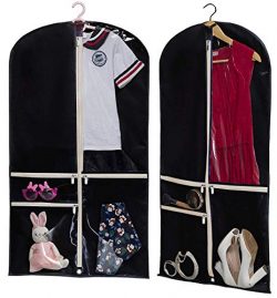 Kimbora Costume Dance Garment Bag with 3 Clear Zipper Pockets for Suits Dress Cover, Travel Stor ...