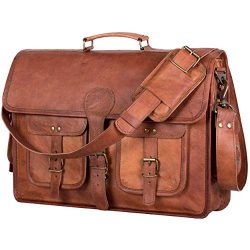 Komal’s Passion Leather Leather Briefcase for Men and Women 18 inch Handmade Leather Messe ...