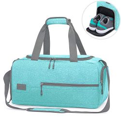 MarsBro Water Resistant Sports Gym Travel Weekender Duffel Bag with Shoe Compartment Tiffany Blue