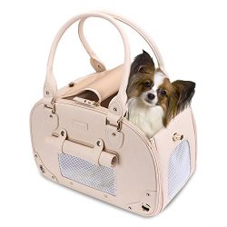 PetsHome Dog Carrier Purse, Pet Carrier, Cat Carrier, Waterproof Premium Leather Pet Travel Port ...