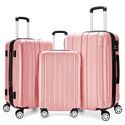 Fochier 3 Piece Expandable Spinner Luggage Set Lightweight Suitcase