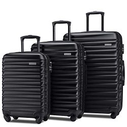 Merax Afuture Luggage Set Hardside Lightweight Spinner Suitcase 20″ 24″ 28″ (B ...