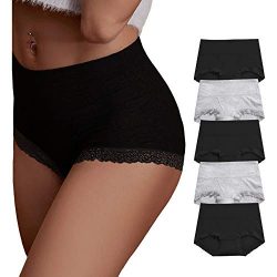 X-Nomiy Women’s Soft Cotton Underwear Panties,Mid-High Waist Comfortable Breathable Hipste ...